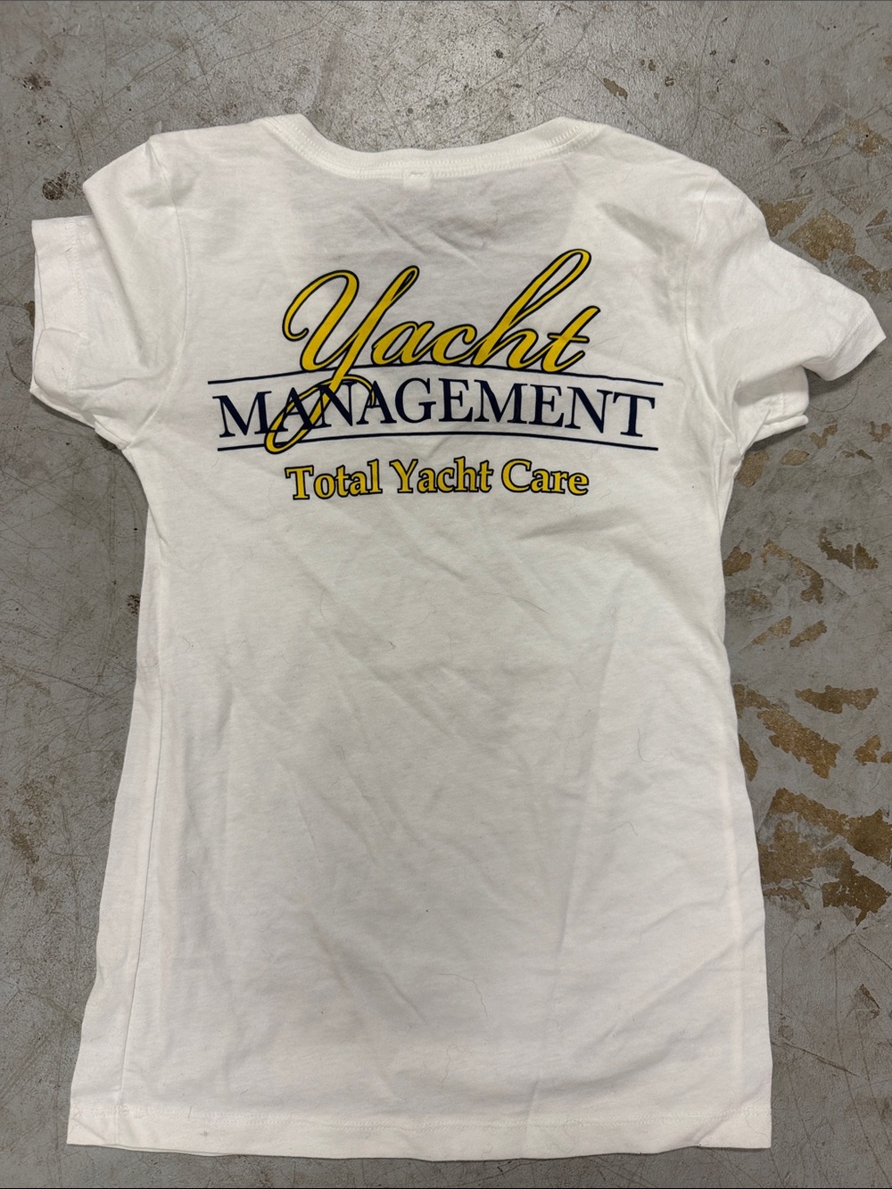 Management V-Neck Logo Tee - White YACHT MANAGEMENT V Neck T - Size Small NWOT